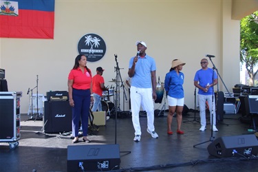 Commissioners Cherasard Edwards Vice Mayor Colbourne and Mayor Messam on Stage at Haitian Flag Day Family Fest