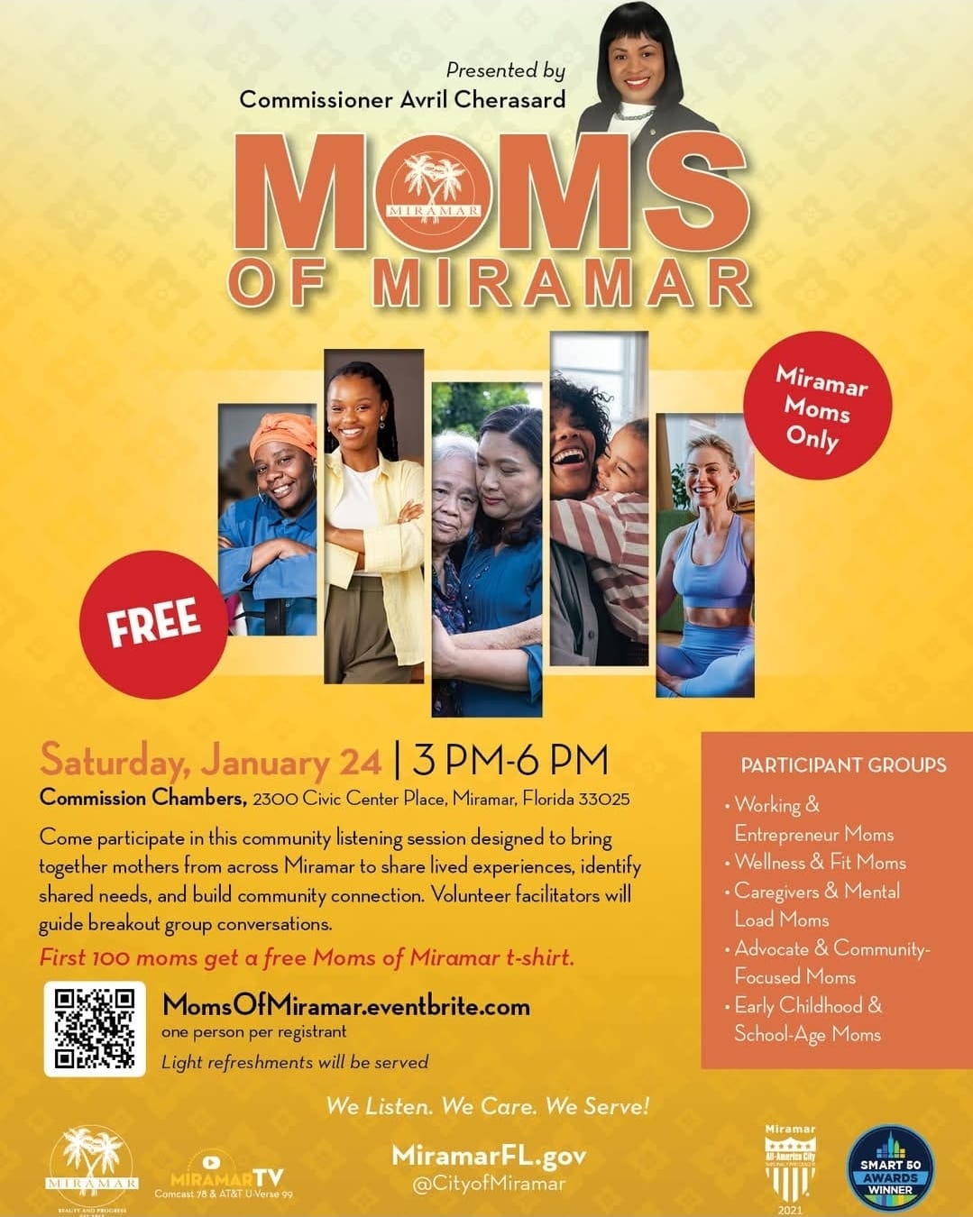 MOMS of Miramar event on Saturday, January 24 at 3PM in the Commission Chamber