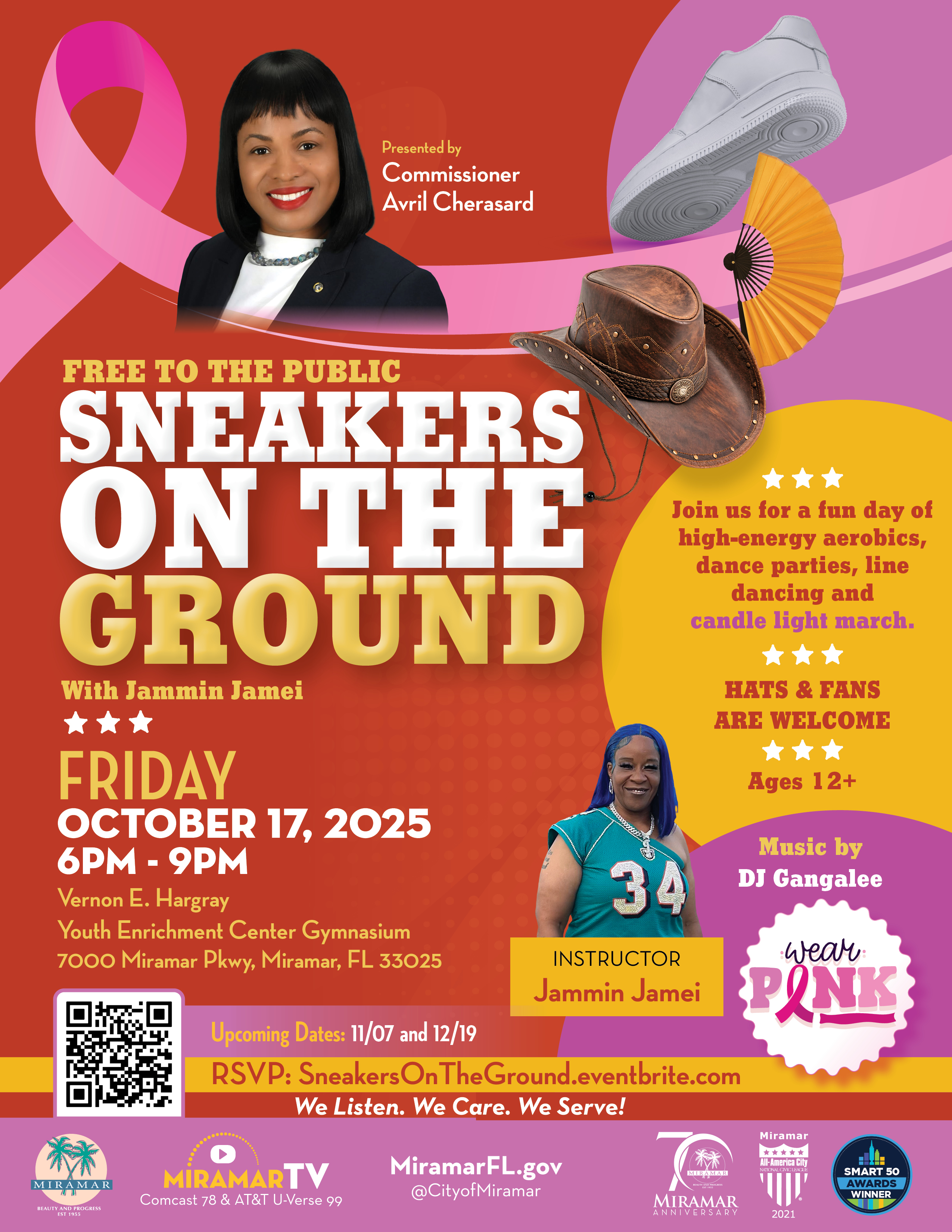 Sneakers on the Ground October 17 at YEC in Miramar at 6PM with Commissioner Avril Cherasard