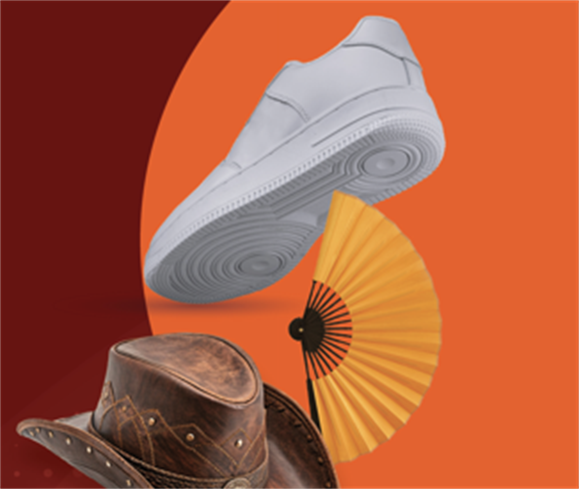 Website Image with a sneakers, fan, and hat