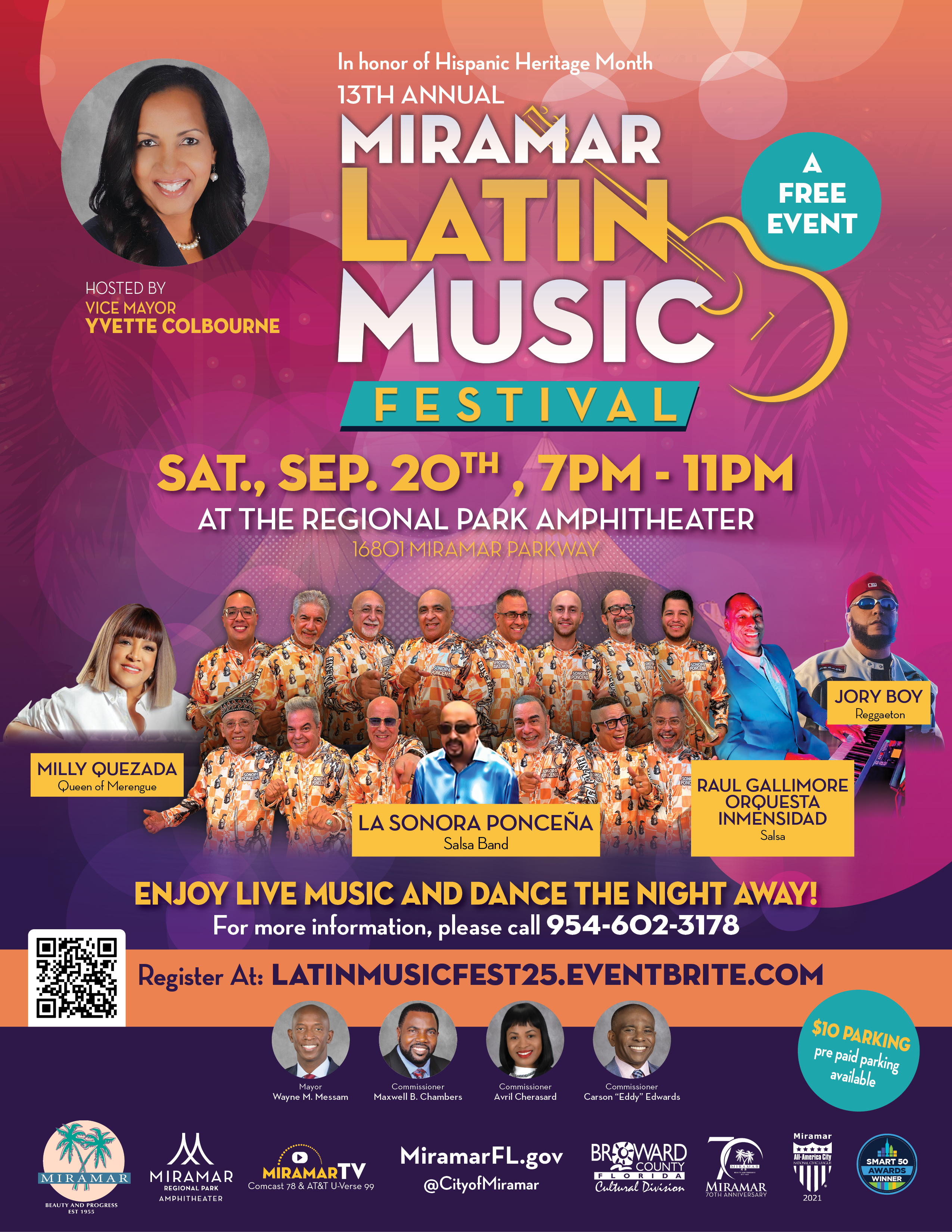 Latin Music Festival on September 20 at miramar regional park amphitheater at 7PM