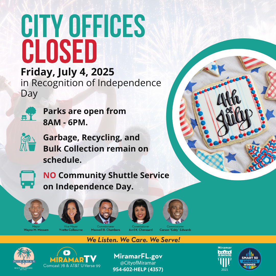 July fourth City closed but parks open, garbage and bulk remain on schedule, no community bus service