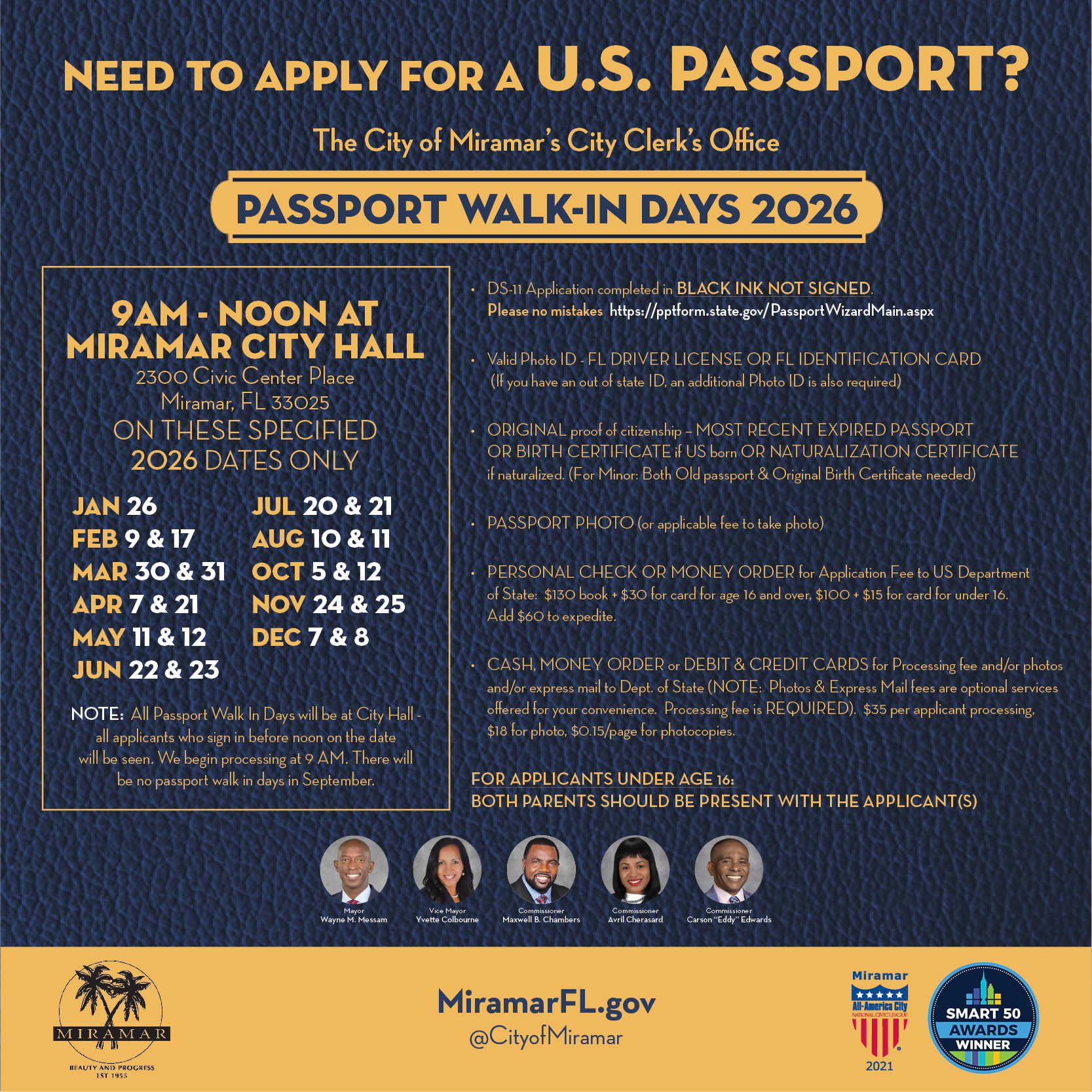 Passport days in the City of Miramar for 2026 V2