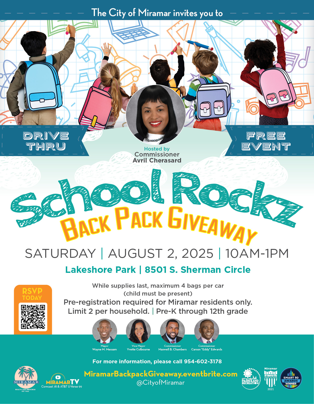 Back to School Bash backpack giveaway event on august 2 at lakeshore park starting at 10am