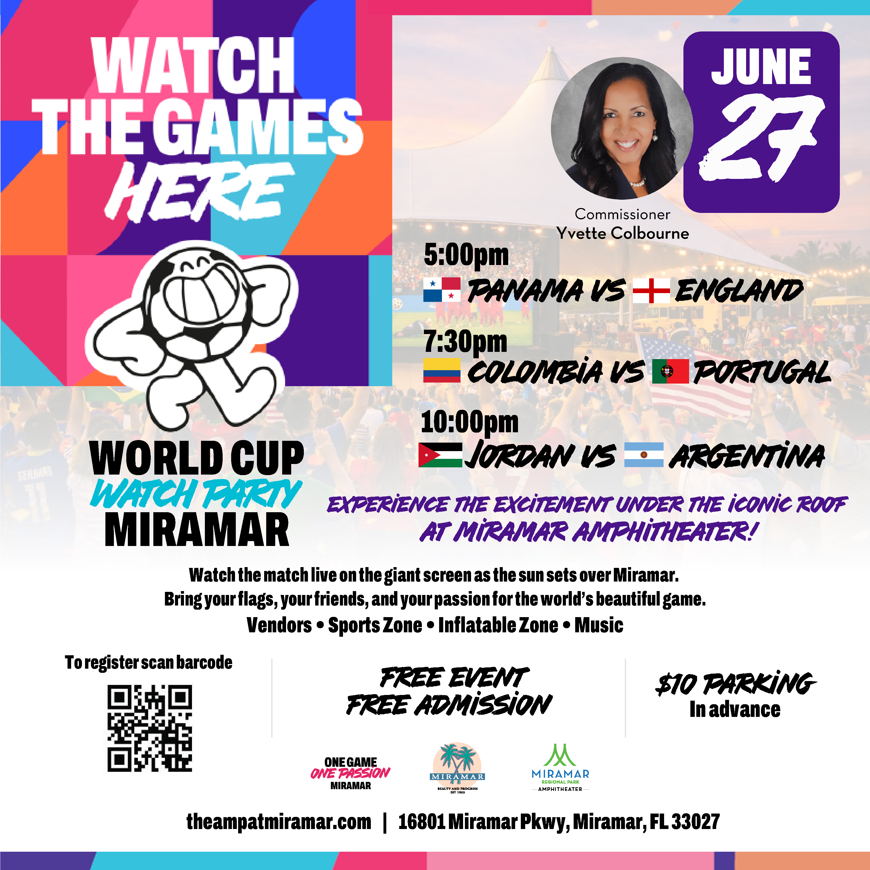 World Cup Watch Party on June 27 at Miramar Regional Park Hosted by Commissioner Colbourne