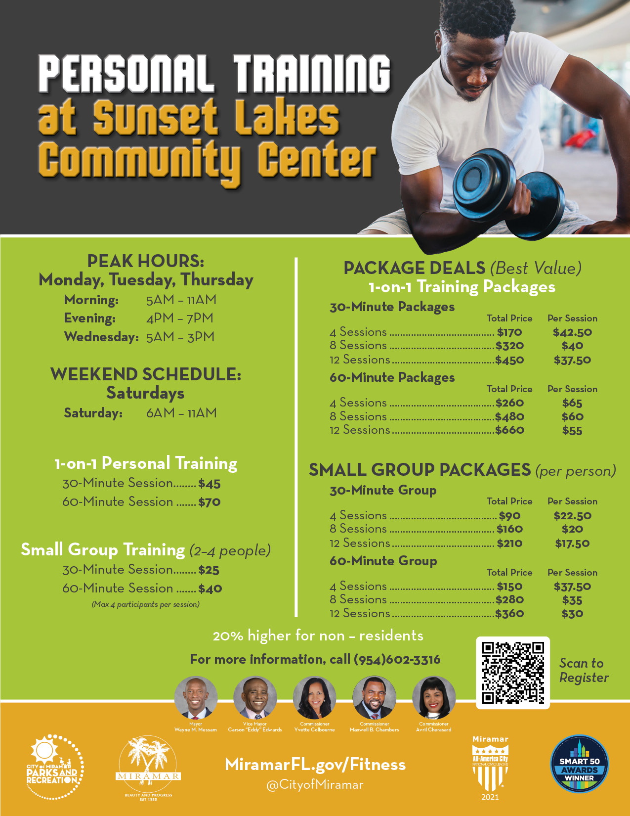 Personal Training Rates at Sunset Lakes Community Center