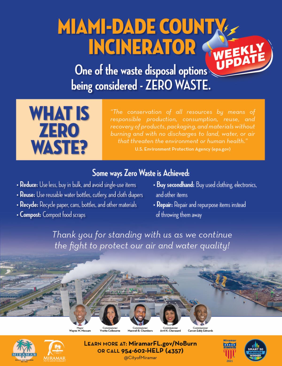Flyer about the incinerator Zero Waste Option being considered by Miami Dade County