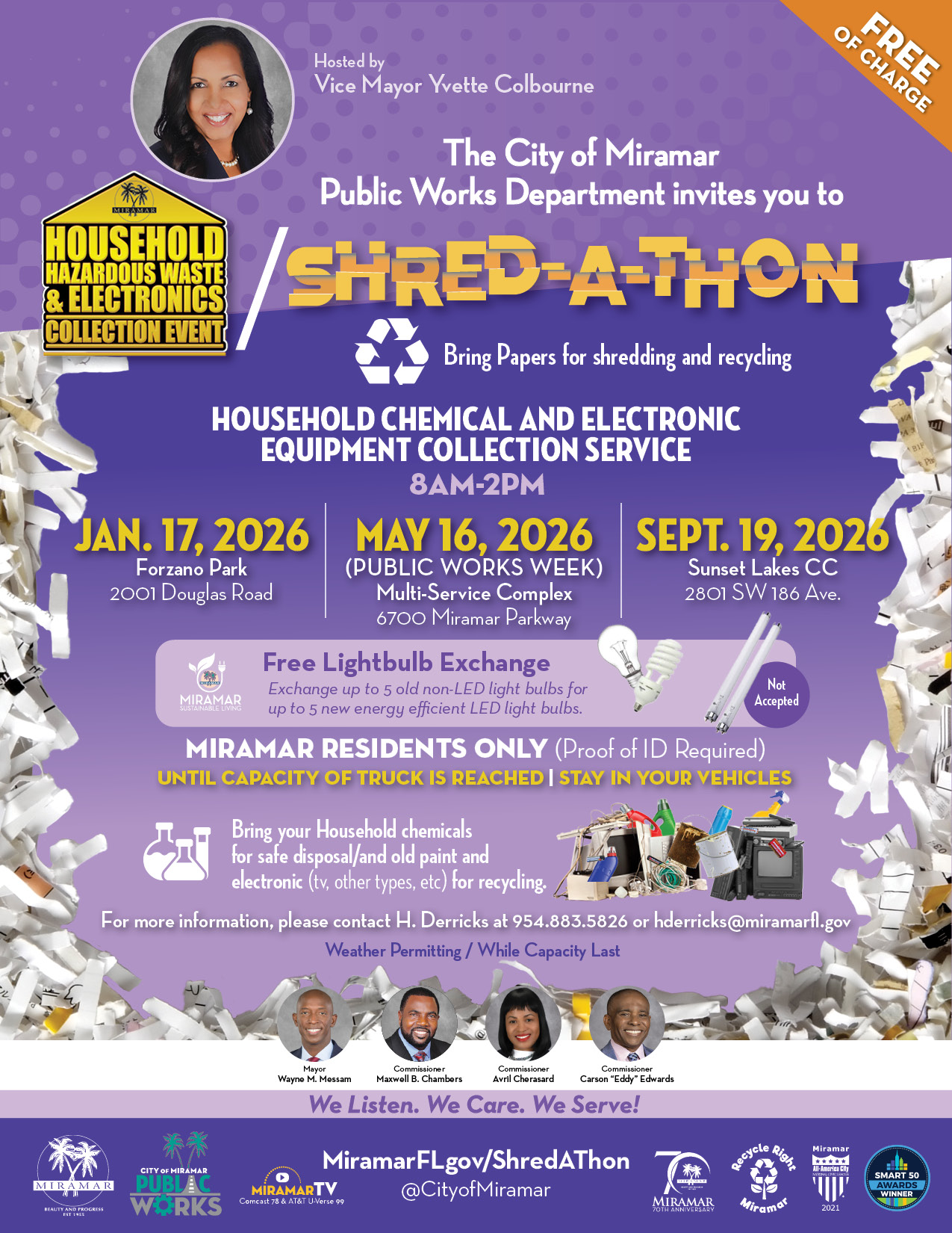 Hazardous Waste & SHRED events for 2026 and Lightbulbs exchange